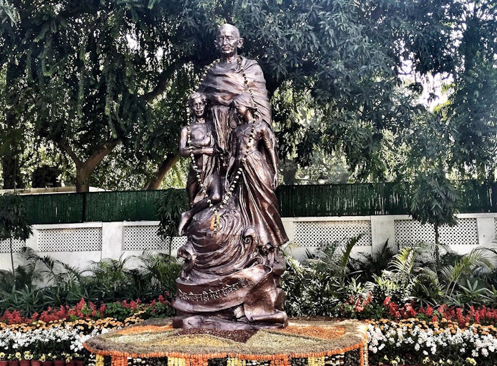 Statue of Gandhi at the Gandhi Smriti museum in Delhi (Photo: Chris Gray Faust)