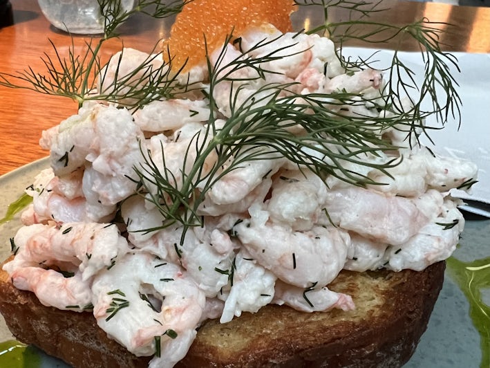 Open faced shrimp salad sandwich in Copenhagen, Denmark (Photo: Chris Gray Faust)