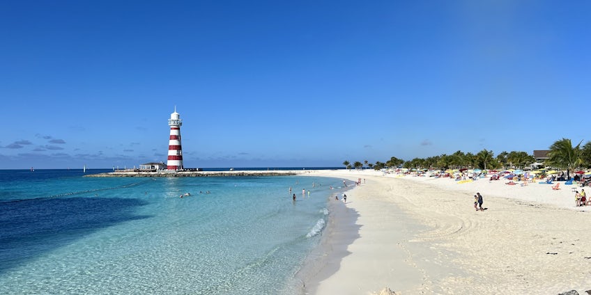 Beach and Lighthouse at Ocean Cay, MSC's private island in the Bahamas (Photo: Jorge Oliver)
