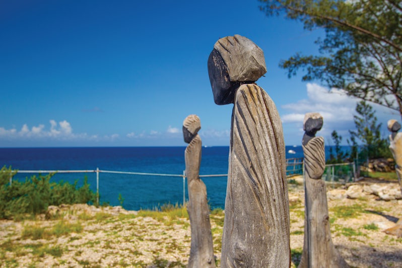 Wooden figure statues in Clifton Heritage National Park, Nassau