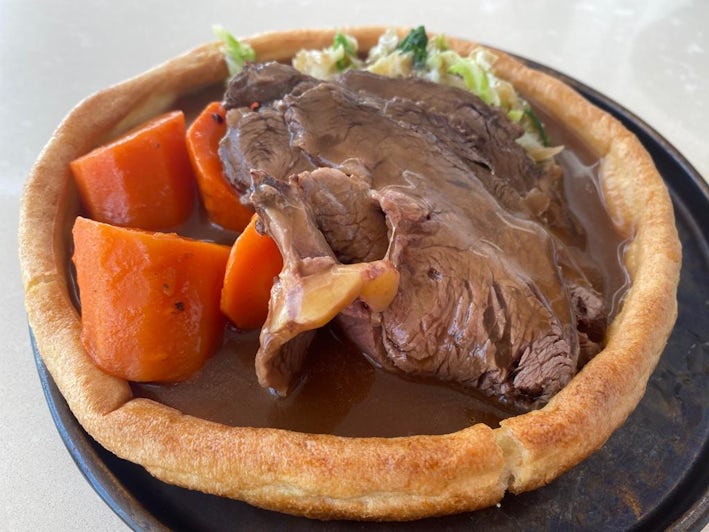 Roast beef in a giant Yorkshire pudding on P&O Cruises Arvia (Photo: Jo Kessel)