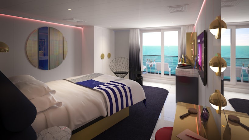 Seriously Suite: one of eight types of RockStar Suites onboard Virgin Voyages' Scarlet Lady (Photo: Virgin Voyages)