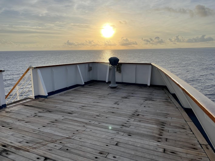 Sunset off Carnival Ecstasy's final voyage. (Photo: Peter Knego)
