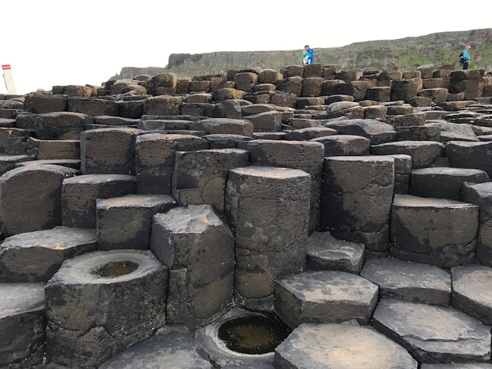 Close up of the basalt columns that make up the Giant's Causeway