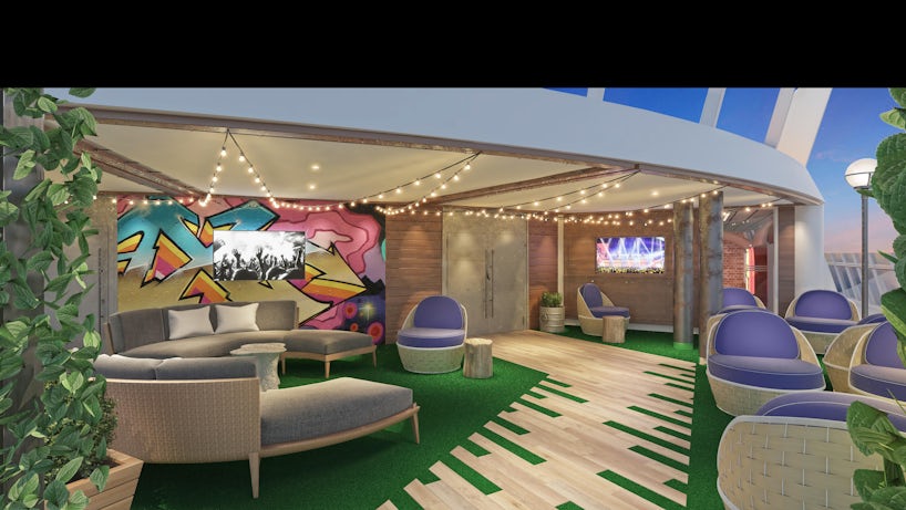 Rendering of the funky outdoor seating area for teens on Explorer of the Seas