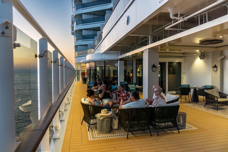 Many bars aboard MSC World Europa offer hidden outdoor seating areas (Photo: Aaron Saunders)