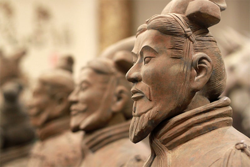 Closeup of terracotta warriors