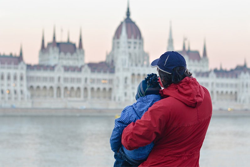 Father and son in Budapest