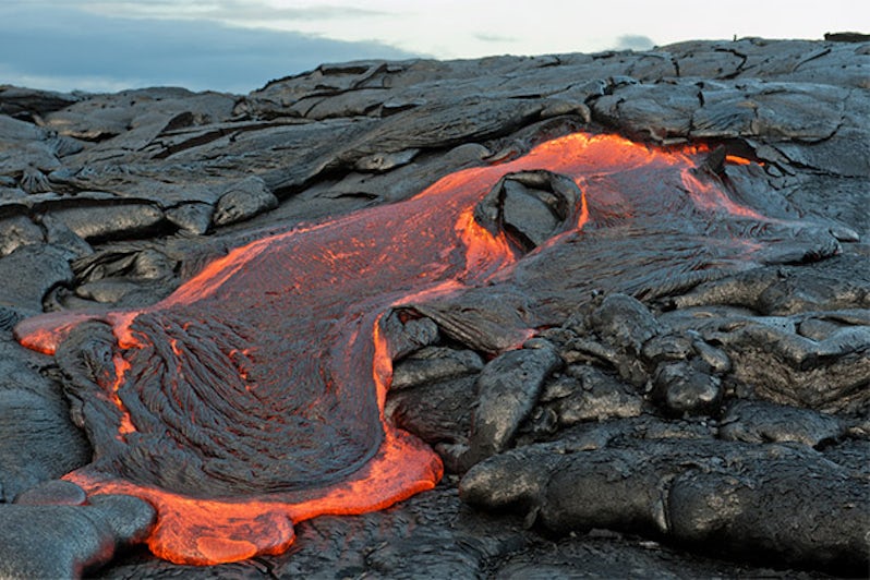 Close up of molten lava at Hawaii Volcanoes National Park