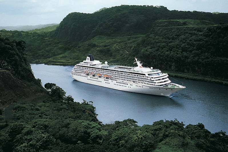 Aerial shot of Crystal Symphony sailing the Panama Canal