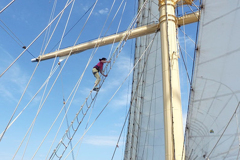 Climbing the mast on Star Flyer