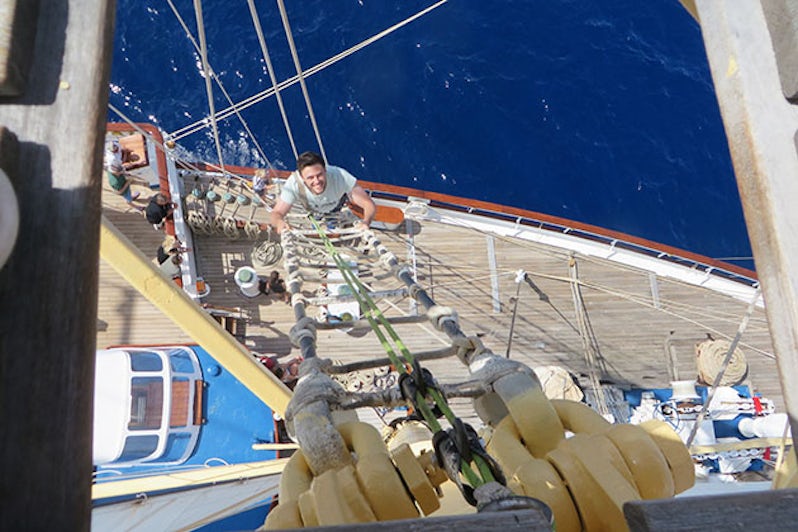 Climbing the mast on Star Flyer