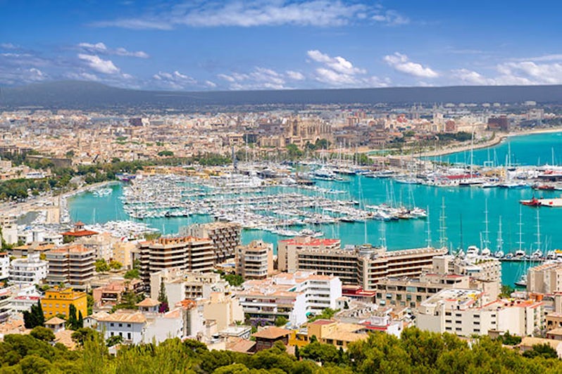 Aerial view of Palma de Mallorca in Majorca Balearic islands Spain