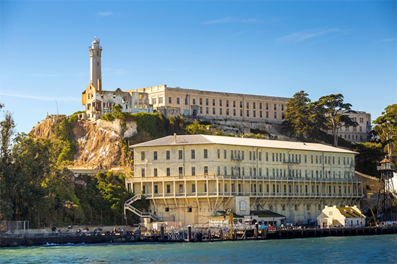 Exterior shot of The Alcatraz Island Prison on October 4, 2014 in San Francisco, California