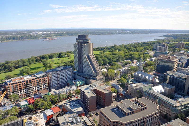 Aerial view of Quebec City and the St. Lawrence River