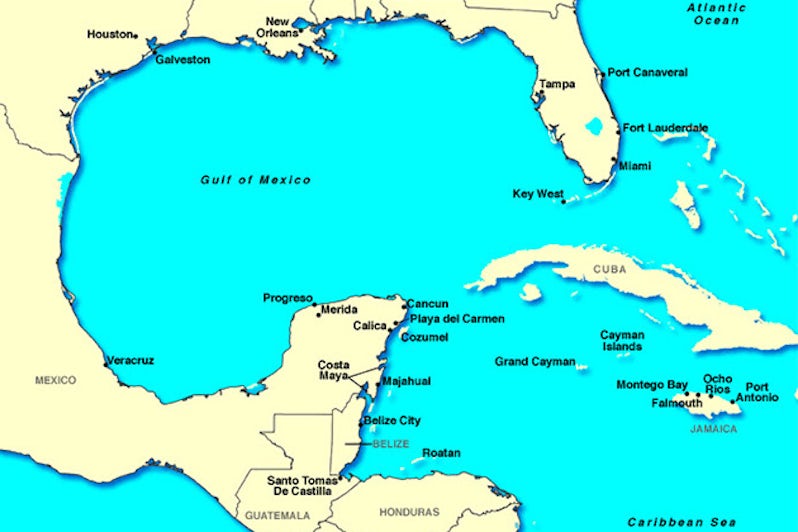 Islands and ports of the Western Caribbean.