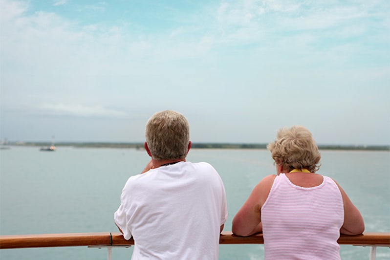Old retired couple on a cruise