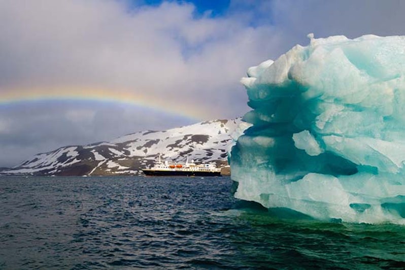A cruise ship sailing the Arctic Circle.