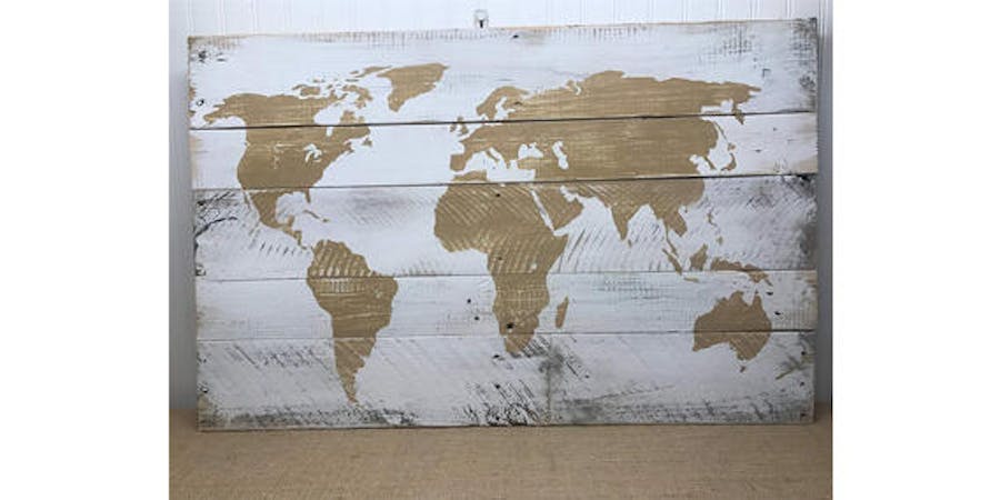 World Map Reclaimed Wood Pallet (Photo: Amazon) World Map Reclaimed Wood Pallet (Photo: Amazon)