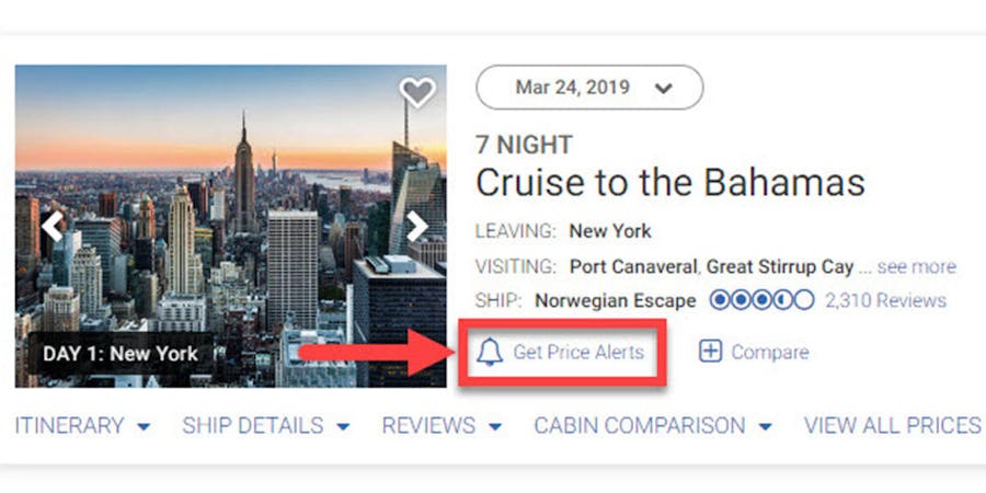 Use price alerts to get updates on cruise deals and fair changes for your selected sailing Use price alerts to get updates on cruise deals and fair changes for your selected sailing
