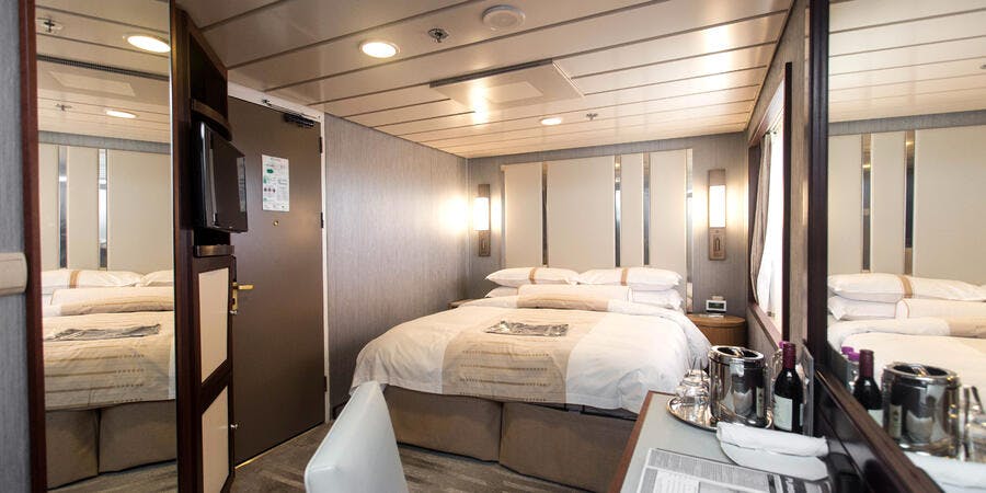 The Club Oceanview Cabin (Obstructed View) on Azamara Journey (Photo: Cruise Critic) The Club Oceanview Cabin (Obstructed View) on Azamara Journey (Photo: Cruise Critic)