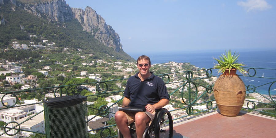 John Sage, owner and founder of Accessible Travel Solutions on a shore excursion in Capri, Italy (Photo: Silversea Cruises) John Sage, owner and founder of Accessible Travel Solutions on a shore excursion in Capri, Italy (Photo: Silversea Cruises)