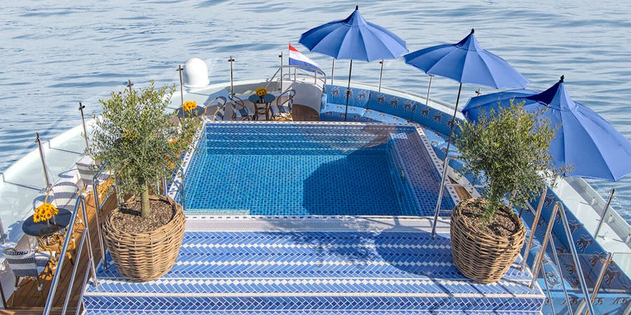 Pool on Sun Deck on S.S. Bon Voyage (Photo: Uniworld) Pool on Sun Deck on S.S. Bon Voyage (Photo: Uniworld)