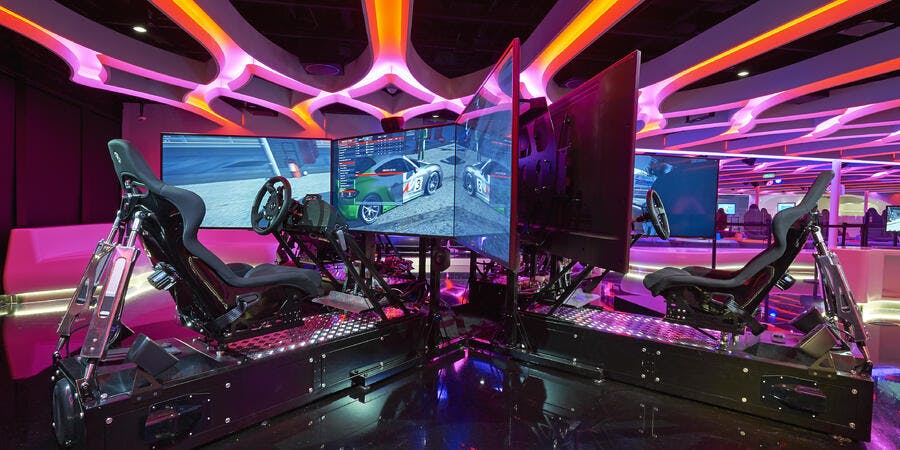 Car Simulator in The Galaxy Pavilion (Photo: Norwegian Cruise Line) Car Simulator in The Galaxy Pavilion (Photo: Norwegian Cruise Line)