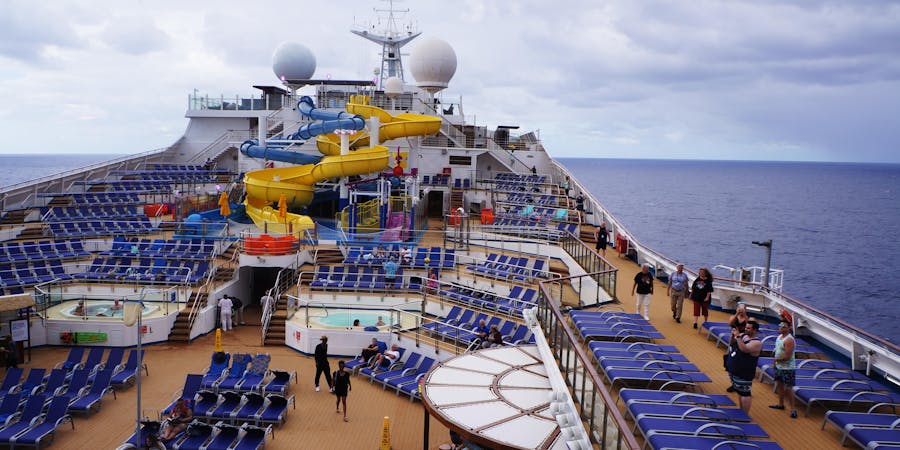 The pool deck on Carnival Sunrise (Photo: Erica Silverstein) The pool deck on Carnival Sunrise (Photo: Erica Silverstein)