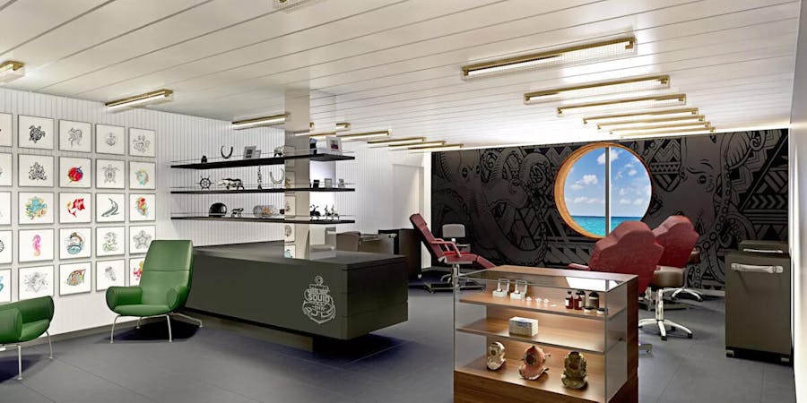 The Squid Ink Tattoo Studio on Scarlet Lady (Photo: Virgin Voyages) The Squid Ink Tattoo Studio on Scarlet Lady (Photo: Virgin Voyages)