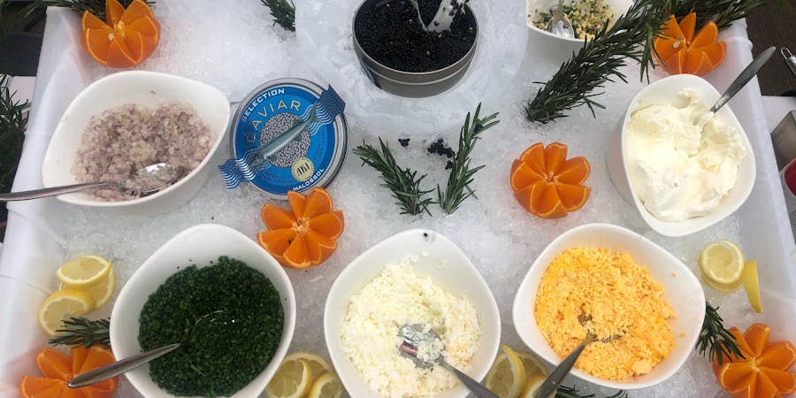 Caviar spread at the Pool Grill buffet (Photo: Chris Gray Faust/Cruise Critic) Caviar spread at the Pool Grill buffet (Photo: Chris Gray Faust/Cruise Critic)