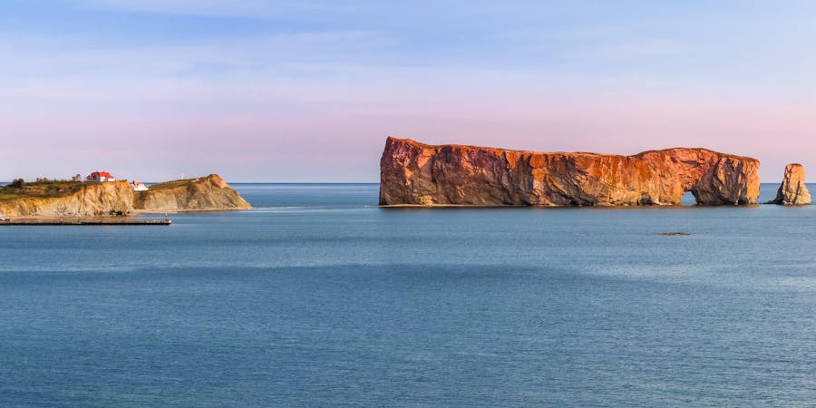 Perce Rock from Gaspe Peninsula at Sunset in Quebec, Canada (Photo: Elena Elisseeva/Shutterstock) Perce Rock from Gaspe Peninsula at Sunset in Quebec, Canada (Photo: Elena Elisseeva/Shutterstock)