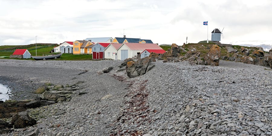 Houses and Windmill in Vigur Island on a Windy Day, Iceland (Photo: Luigi Morbidelli/Shutterstock) Houses and Windmill in Vigur Island on a Windy Day, Iceland (Photo: Luigi Morbidelli/Shutterstock)