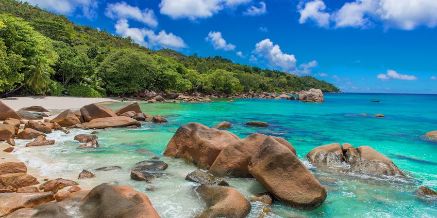 Scenic beach in Praslin, Seychelles (Photo: Simon Dannhauer/Shutterstock) Scenic beach in Praslin, Seychelles (Photo: Simon Dannhauer/Shutterstock)