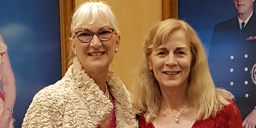 Moria and Donna on formal night during their 11 day cruise on Fred. Olsen's Boudicca (Photo: Donna Dailey) Moria and Donna on formal night during their 11 day cruise on Fred. Olsen's Boudicca (Photo: Donna Dailey)