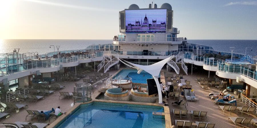 The pool deck on Sky Princess is spacious and well designed, with lots of deck chairs (Photo: Colleen McDaniel/Cruise Critic) The pool deck on Sky Princess is spacious and well designed, with lots of deck chairs (Photo: Colleen McDaniel/Cruise Critic)