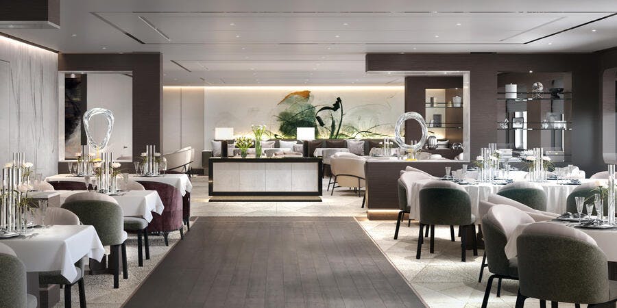 The Main Dining Room on Evrima (Image: Ritz-Carlton Yacht Collection) The Main Dining Room on Evrima (Image: Ritz-Carlton Yacht Collection)