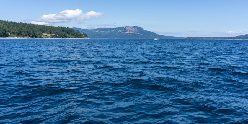 Shot of the deep blue waves of Vancouver Island from onboard Passing Cloud