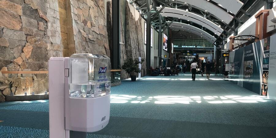 Hand sanitizer in the airport (Photo: Aaron Saunders/Cruise Critic) Hand sanitizer in the airport (Photo: Aaron Saunders/Cruise Critic)