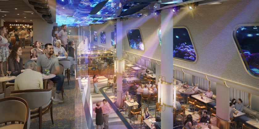 The upper deck of Currents aboard Carnival Jubilee (Rendering: Carnival Cruise Line)
