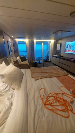 Inside of a sky suite/ the extension cord was for hubbt’s CPAP. 