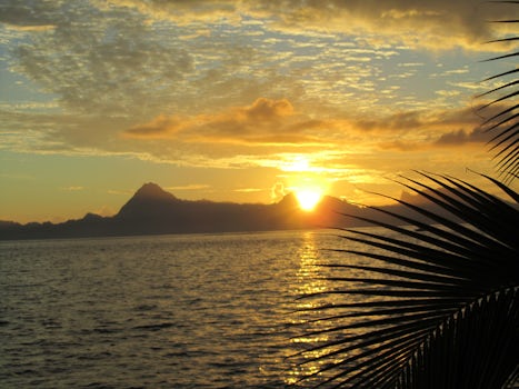 Sunset over Moorea viewed from Papeete