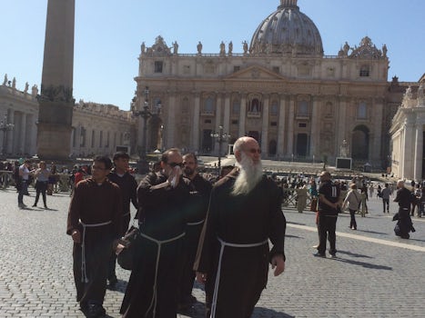 The Vatican City. The monk's make their way home from the Basilica