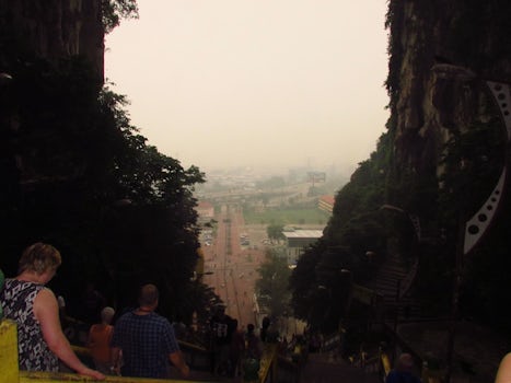 The view from atop the Batu Caves...Perfect Smokey Day!