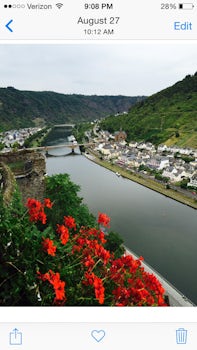 View from castle, Idun on the Rhine in the distance.