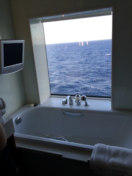 View from soaking tub in suite