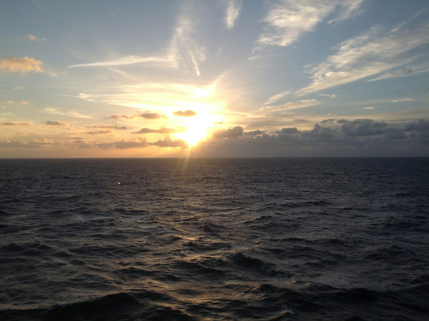 Beautiful sunset on the open sea