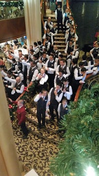 waiters singing in the main dining room