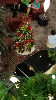 holiday decorations in the atrium