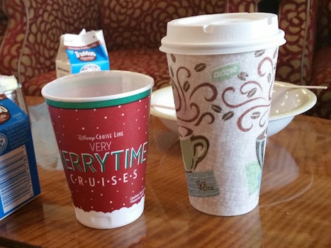 Up charge coffee in a Dixie cup. Unfortunately it was fitting.